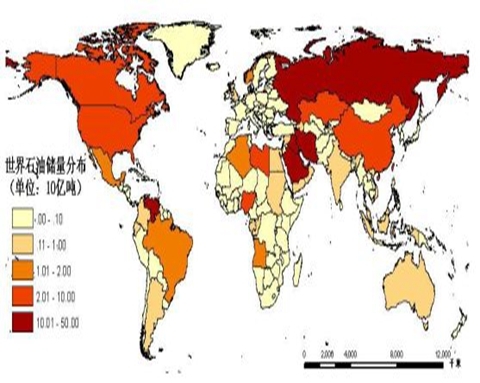 世界原油儲量分布圖